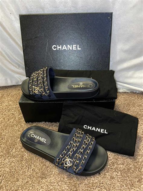 chanel chain mule slides|chanel slides price.